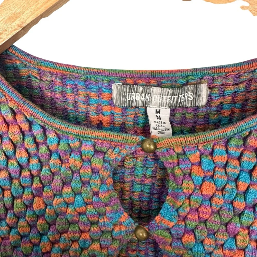 Urban Outfitters Piper Keyhole Textured Knit Long Sleeved Crop Top Sz Medium